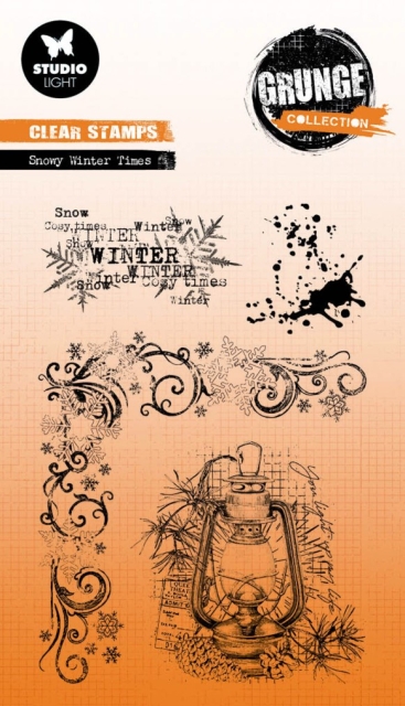 Studio Light Clear Stamp Transparente Stempel Snowy Winter Times Grunge