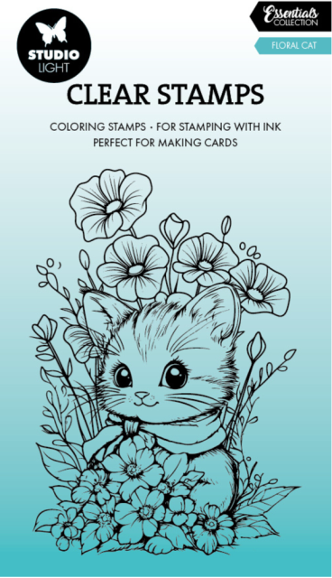 Studio Light Floral Cat Essentials Coloring Clear Stamp