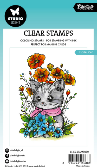 Studio Light Floral Cat Essentials Coloring Clear Stamp