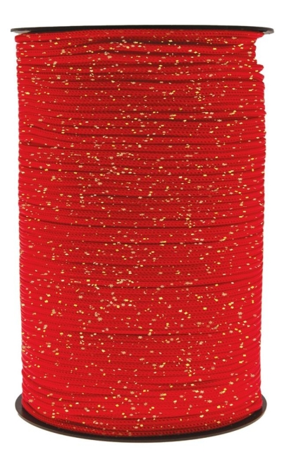 Thai Cord glitter 3 mm 400 Gramm rot / gold