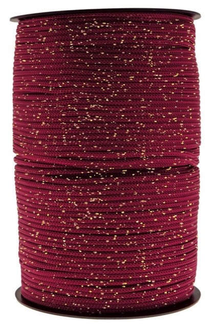 Thai Cord glitter 3 mm 400 Gramm bordeaux / gold
