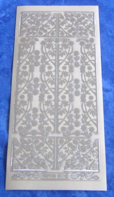 MD Sticker transparent Kanten, Ecken, Blüten silber
