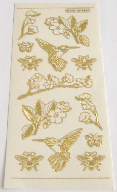 MD Sticker transparent Blumen und Vogel gold