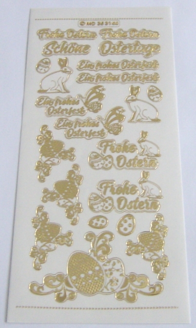 MD Sticker transparent Diverse Wünsche zu Ostern gold