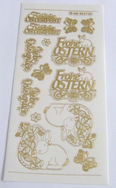 MD Sticker transparent Diverse Wünsche zu Ostern gold