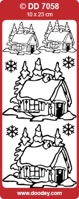 Stickerbogen 10 x 23 cm House in Snow gold
