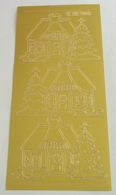 Stickerbogen 10 x 23 cm House in the Snow big gold