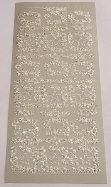 Stickerbogen 10 x 23 cm Corner / Frame X-mas Ornaments silber