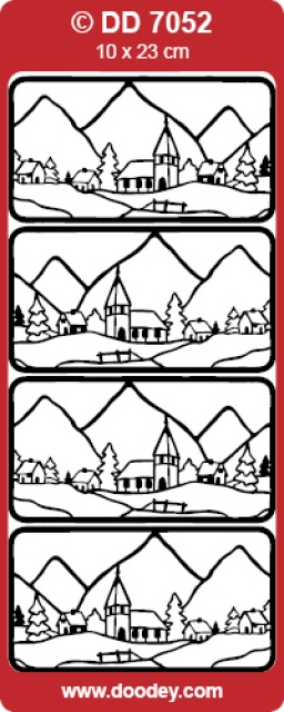 Stickerbogen 10 x 23 cm Winter Landscape gold