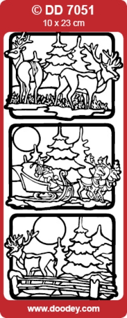 Stickerbogen 10 x 23 cm Landscape Deer / Sledge / Deer gold