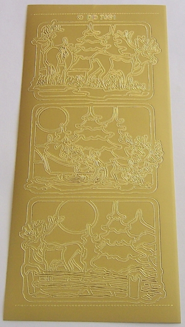 Stickerbogen 10 x 23 cm Landscape Deer / Sledge / Deer gold