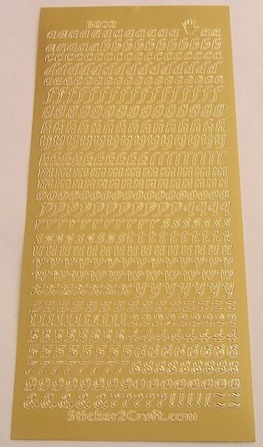 Stickerbogen 10 x 23 cm Alphabet abc gold