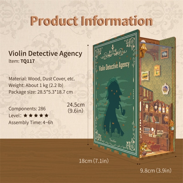 TONECHEER DIY Book Nook / Diorama Violin Detective Agency