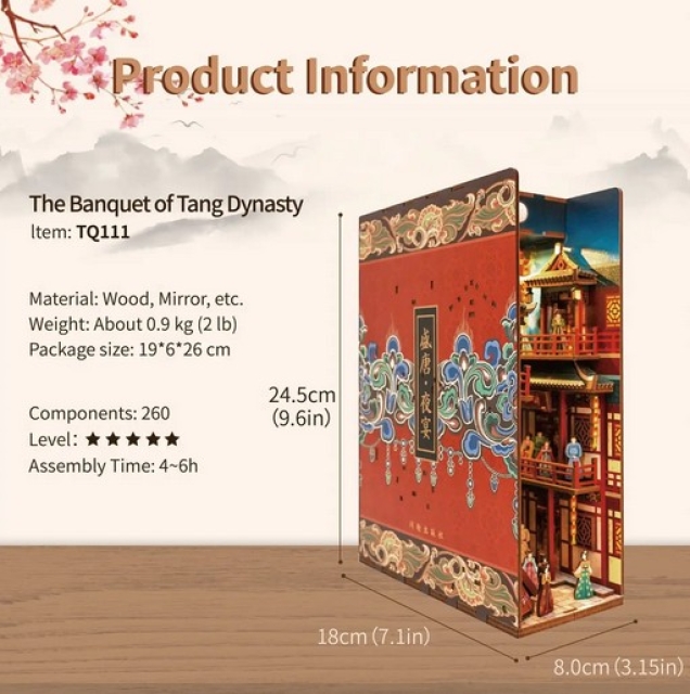 TONECHEER DIY Book Nook / Diorama The Banquet of Tang Dynasty