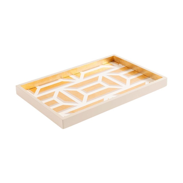 Caspari Tablett Lack Garden Gate Vanity Tray gold / white