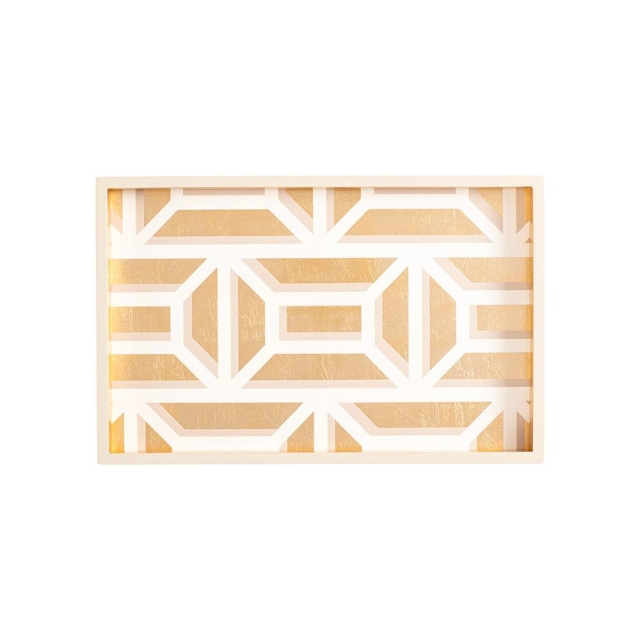 Caspari Tablett Lack Garden Gate Vanity Tray gold / white