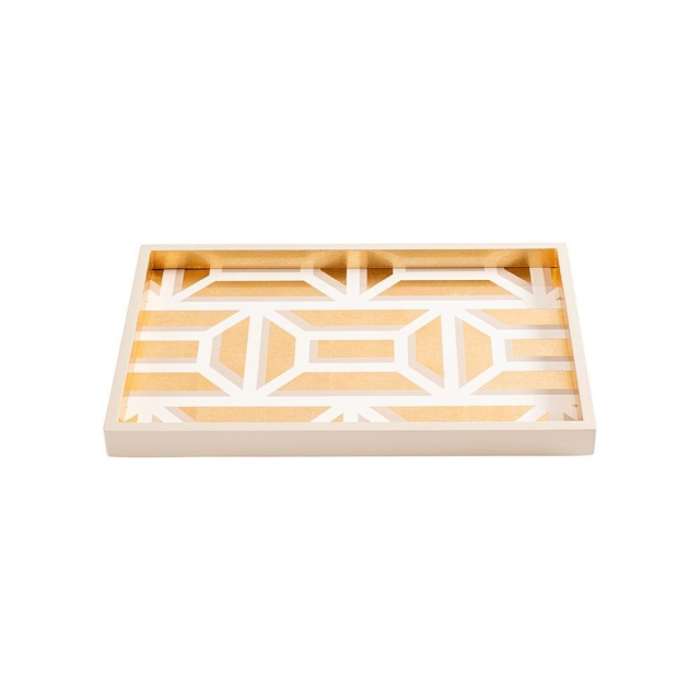 Caspari Tablett Lack Garden Gate Vanity Tray gold / white