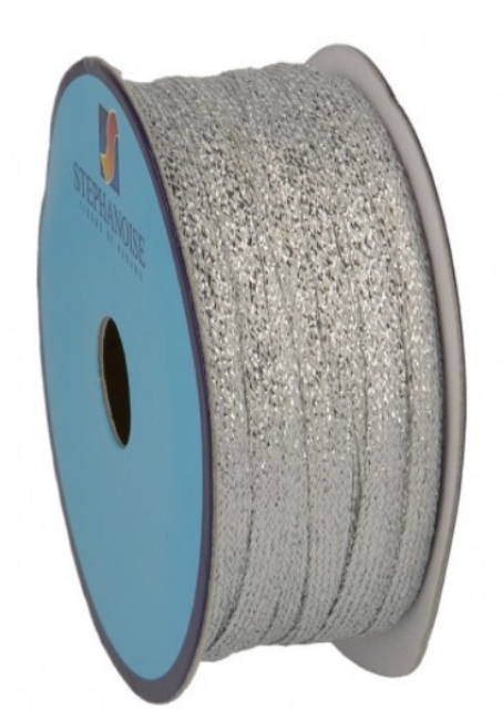 Lurex Tresse 5 mm pro Meter silber