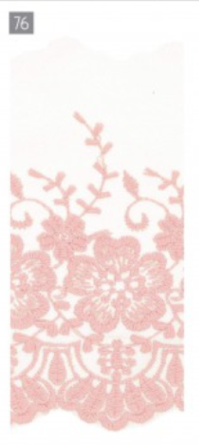 Bestickter matter Tüll mit Blumen pro Meter rosa