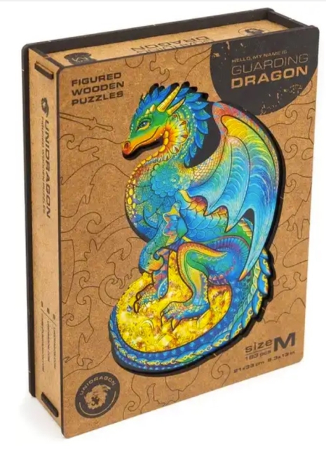 Unidragon Holz Puzzle "M" 183 Teile Guarding Dragon
