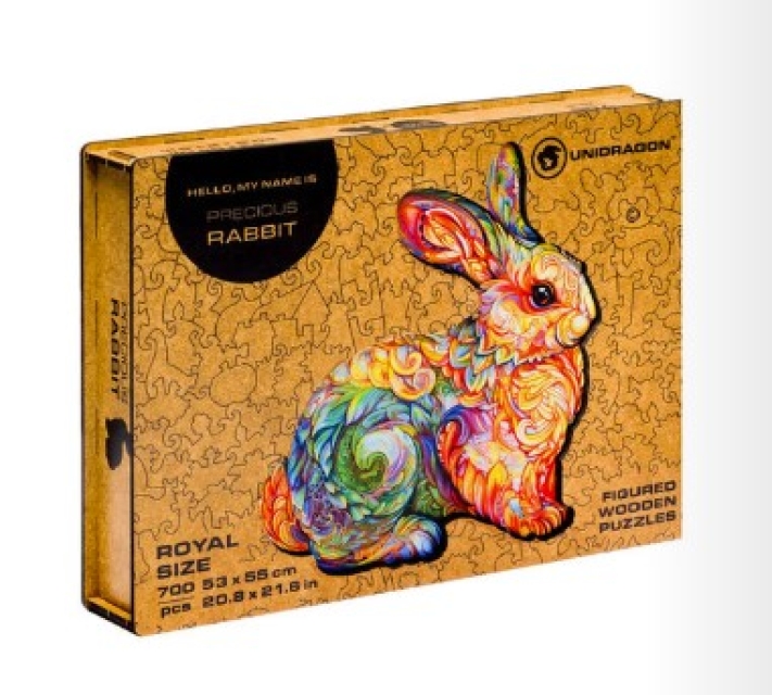 Unidragon Holz Puzzle "M" 195 Teile Precious Rabbit