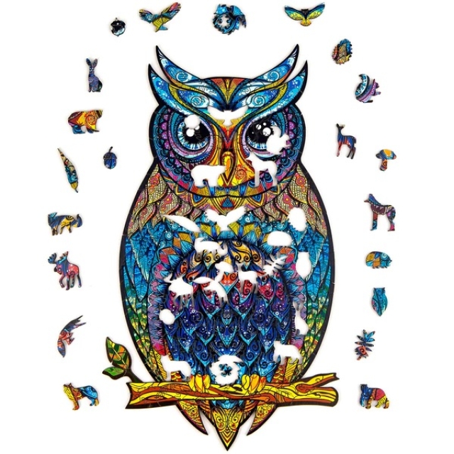 Unidragon Holz Puzzle "S" 101 Teile Charming Owl