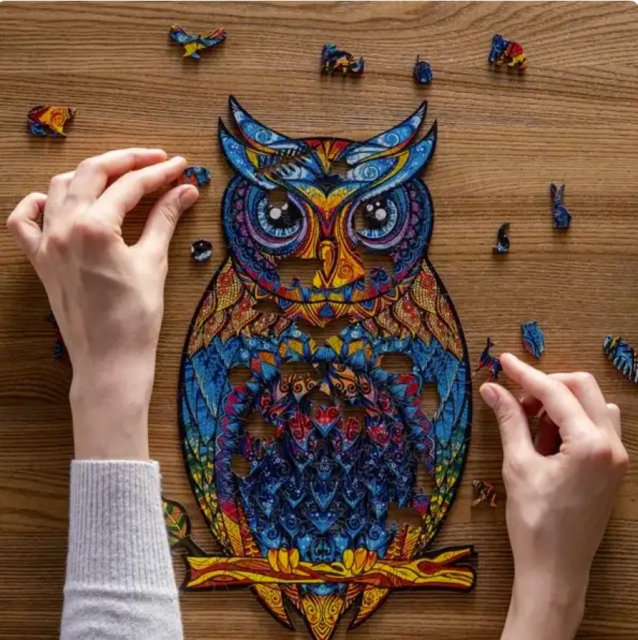 Unidragon Holz Puzzle "S" 101 Teile Charming Owl