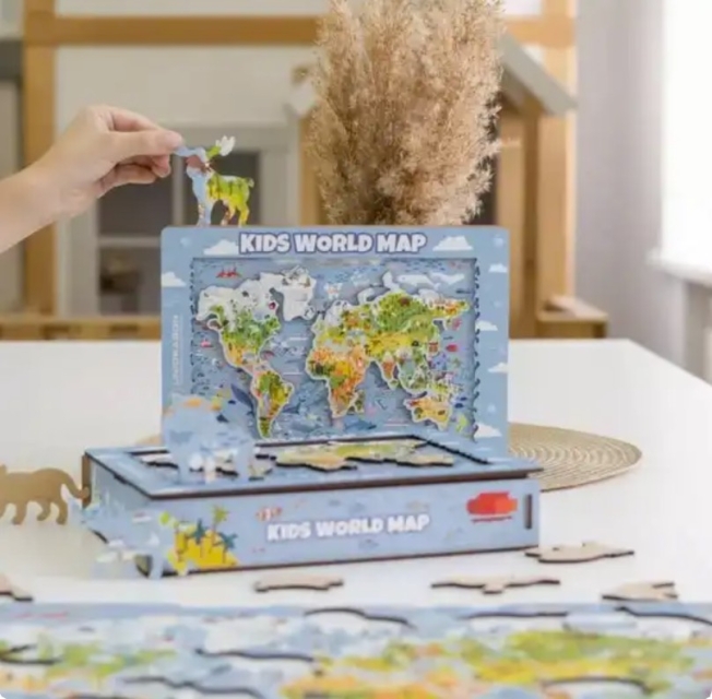 Unidragon Holz Puzzle 100 Teile Kids World Map