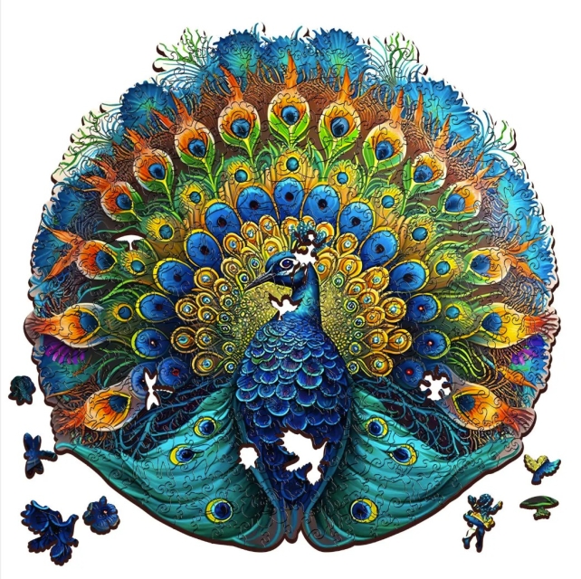 Escape Welt Holz Puzzle "M" 300 Teile Pfau