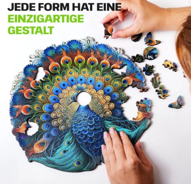 Escape Welt Holz Puzzle "L" 500 Teile Pfau