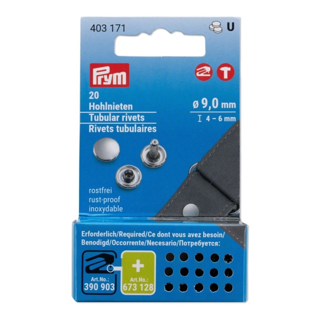Prym Hohlnieten Messing Klemmbereich 4-6 mm, silberfarbig