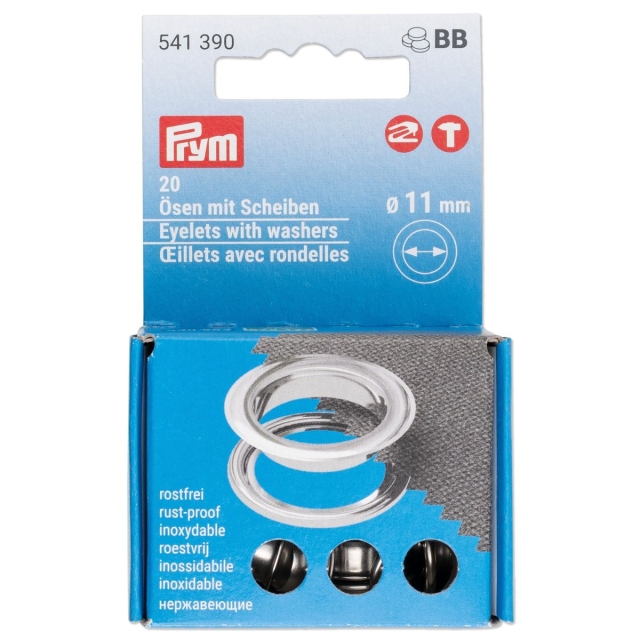 Prym Ösen und Scheiben 11 mm, silberfarben