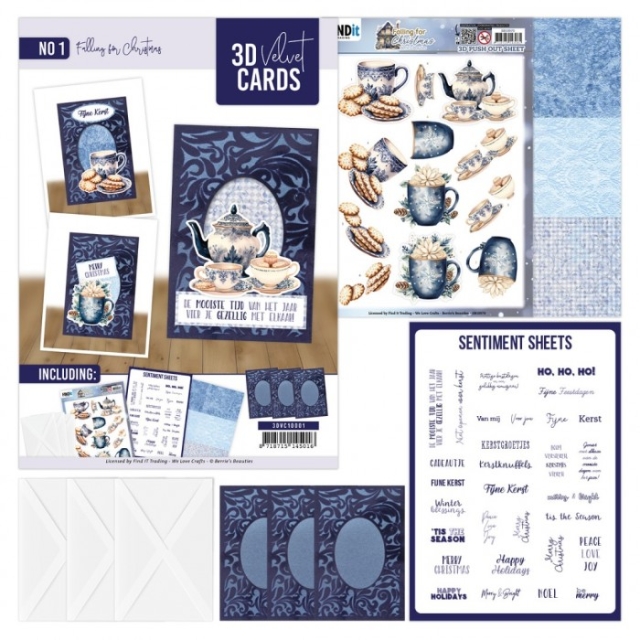 3D Velvet Cards Falling For Christmas
