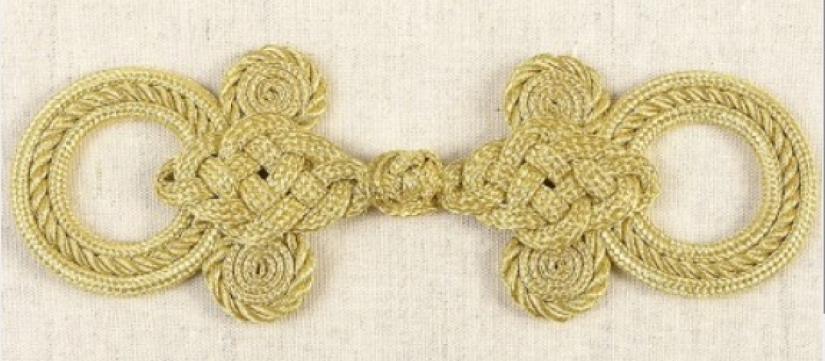 Posamentenverschluß Lurex gold 6,5 x 18 cm