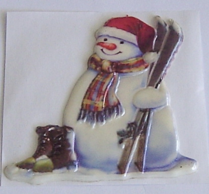 Wachsbild Schneemann farbig geprägt