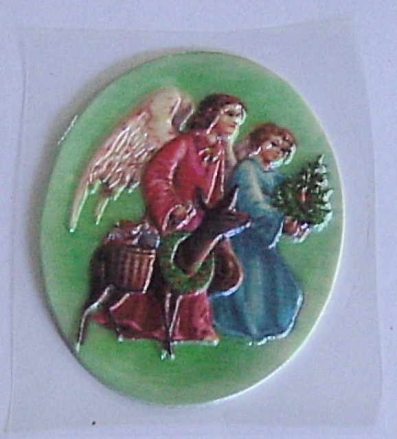 Wachsbild oval ca. 8 x 6 cm