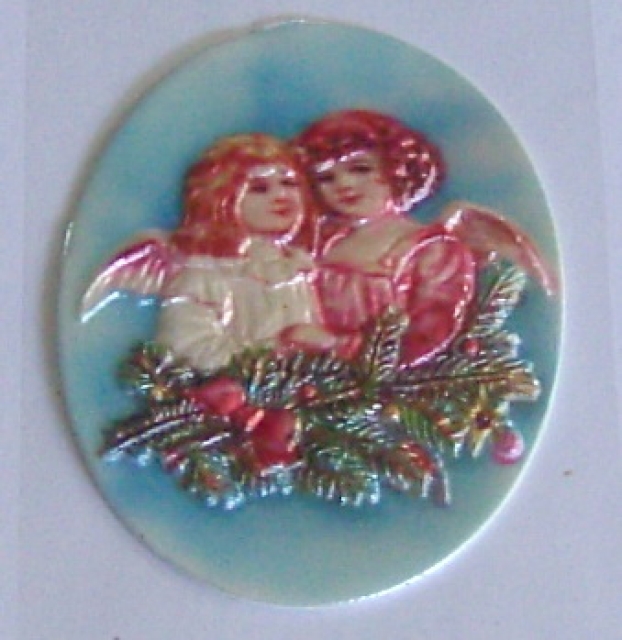 Wachsbild oval ca. 8 x 6 cm