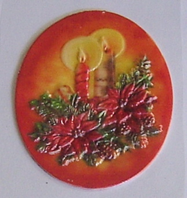 Wachsbild oval ca. 8 x 6 cm