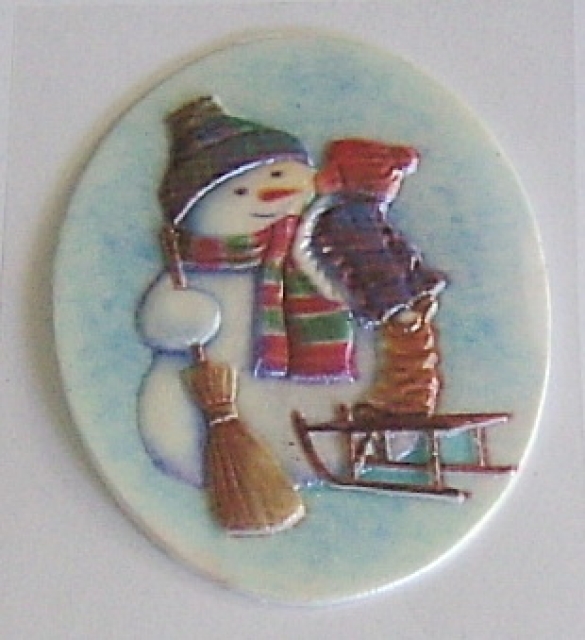 Wachsbild oval ca. 8 x 6 cm