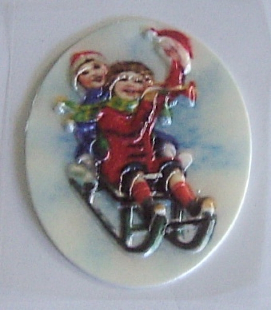 Wachsbild oval ca. 8 x 6 cm