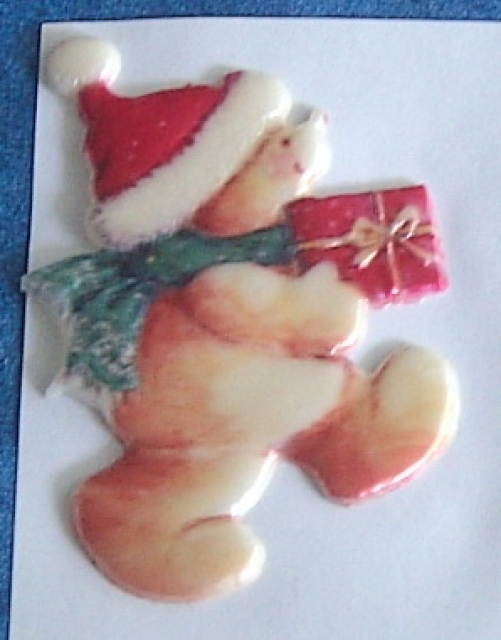 Wachsbild Weihnachts Teddy