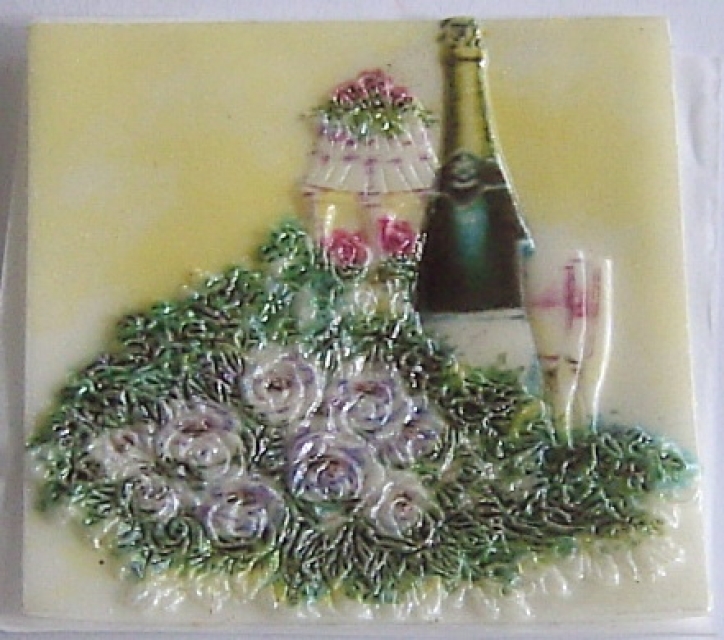 Wachsbild ca. 6,8 x 6,8 cm