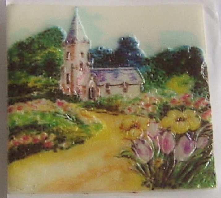 Wachsbild ca. 6,8 x 6,8 cm