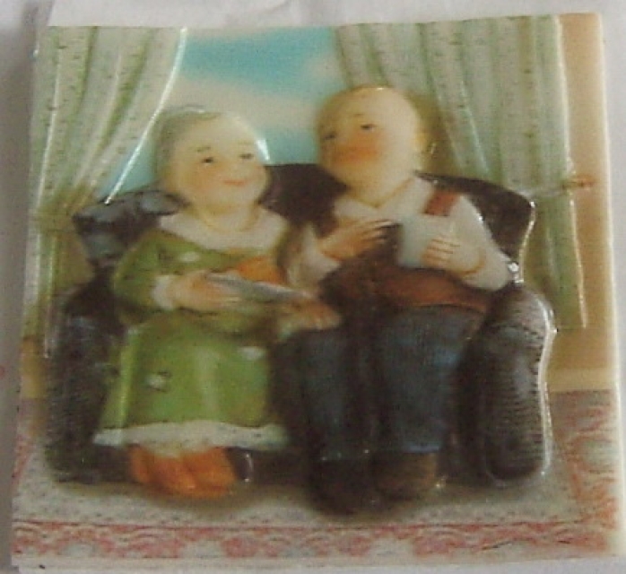 Wachsbild ca. 6,8 x 6,8 cm