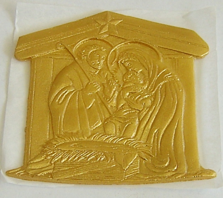 Wachsbild geprägt Heilige Familie gold