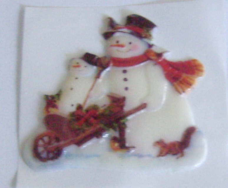 Wachsbild Schneemann farbig geprägt