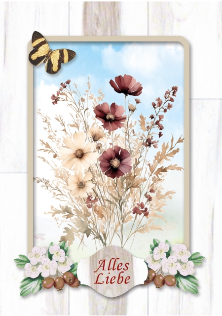 Reddy Cards Karten mit Wildblumen transparent, Set mit 12 Karten