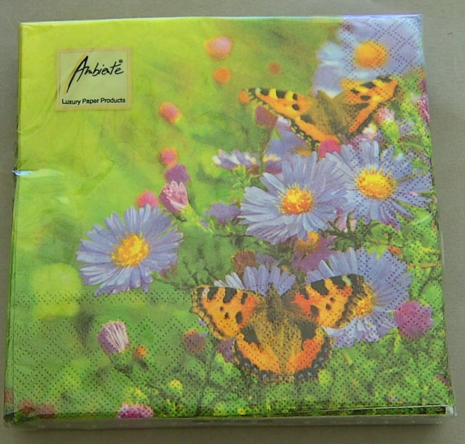 Ambiente Lunch Serviette 33 x 33 cm pro Stück Butterfly on Flower