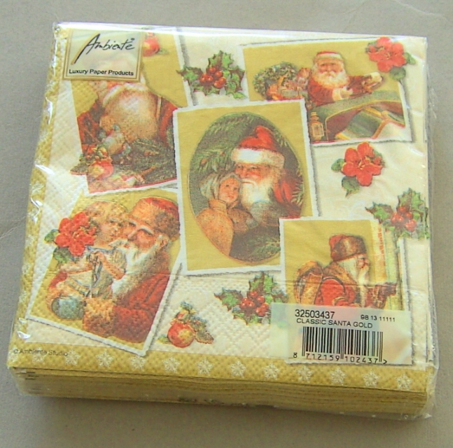 Ambiente Cocktail Serviette 25 x 25 cm pro Stück Classic Santa Gold