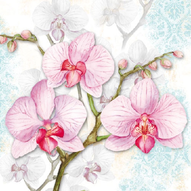 Ambiente Lunch Serviette Orchids Blue pro Stück